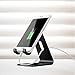 Desktop Cell Phone Stand, Portable Aluminum Smartphone Holder Cellphone Cradle Universal Holder Stand Mobile Smart Dock Mount for Smartphones and Tablets (Black)