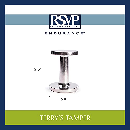RSVP International Espresso Coffee Kitchen Tool Home and Commercial Use, Dual Sided Tamper, Aluminum Alloy
