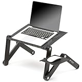 Portable Adjustable Vented Laptop Stand/Desk/Table Notebook Macbook Ergonomic TV Bed Lap Tray Stand Up Sitting With Mouse Pad Side Mount - Black…