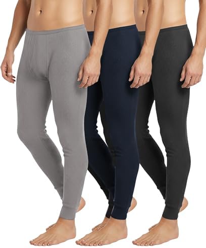 1 or 3 Pack Mens Long Johns Thermal Pants, Fleece Lined