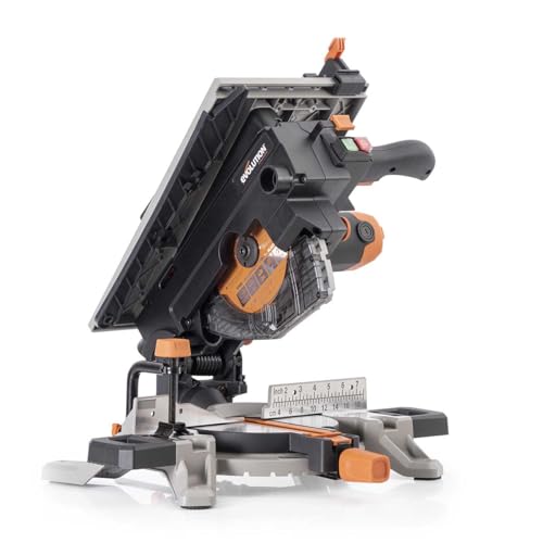 Evolution Power Tools R210MTS-G2 Convertible Miter Saw/Table Saw, Multi-Material Cut, Bevel Angle -47° & Mitre +/- 45°, TCT Blade Included, Wood, Plastic, Metal, 210mm