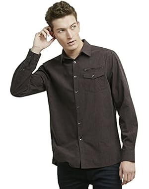 Men's Long-Sleeve Button-Front Shirt With Zip