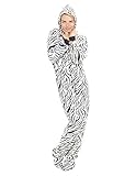 Footed Pajamas Zebra Stripes Adult Hoodie One Piece