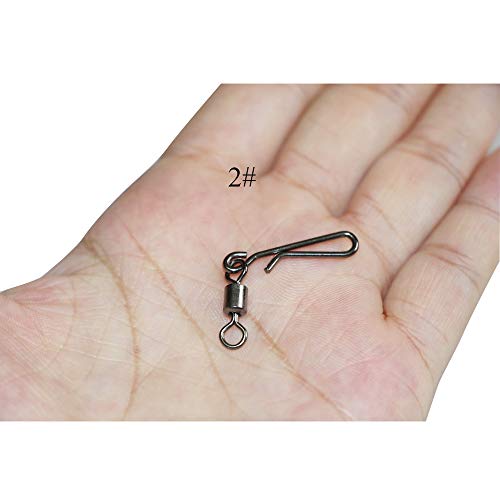 30 Stück Angelwirbel mit hängendem Schnappverschluss aus Edelstahl Rolling Ball Barrel Swivel mit Sicherheitsnaps… – Bild 4