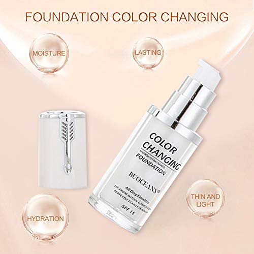 Liquid Foundation Cream, Concealer Cover Cream, BB Cream, Flawless Colour Changing Foundation Makeup Base Nude Face Liquid Cover Concealer, Universal for ALL Skin Types, SPF 15 Shell, 1.41 Fl Oz - Thumbnail 3