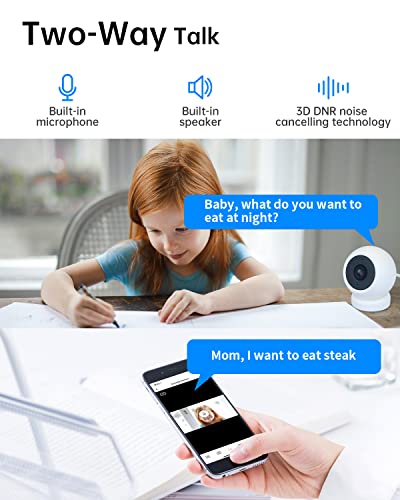 GIEC WiFi Surveillance Camera IP Camera 1080P WiFi Smart Home Indoor Camera for Baby/Pet/Nanny,2-Way Talk, Night Vision, Motion Detection Local Storage Security Camera Baby Monitor Cat Dog Camera