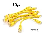 CablesOnline 10-PACK 6inch CAT5e UTP Ethernet RJ45 Full 8-Wire Yellow Patch Cable, (U-000YL-10)