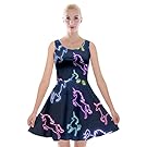 PattyCandy Womens Colorful Unicorn in Space Velvet Skater Dress - L
