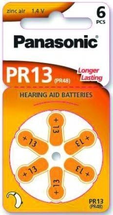 Panasonic PR13 Zinc Air batteries for hearing aids type 13, 1.4V, hearing aid batteries, 10 packs (60 batteries) orange