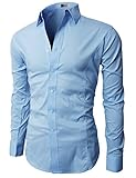 H2H Mens Classic Dress Slim Fit Shirts Breathable Long Sleeve of Various Styles