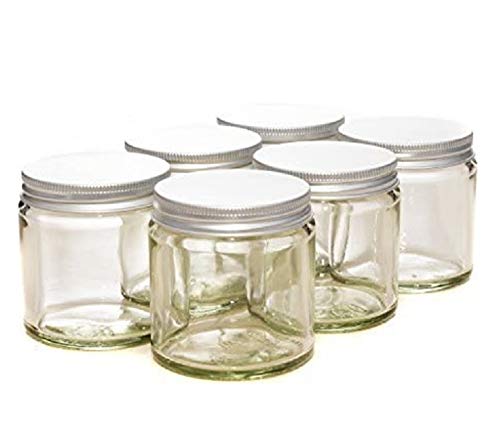 PACK of 6-120ml CLEAR GLASS Jars with SILVER Lids for Aromatherapy Blends/Creams