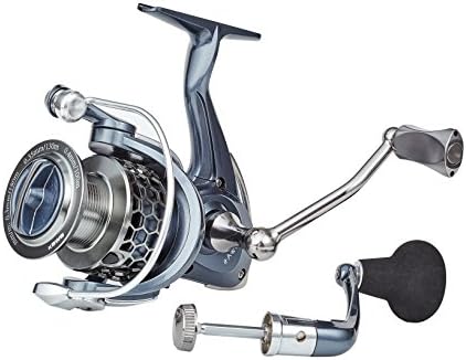 Blue Spinning reel, Light Smooth Powerful Spinning Fishing Reel for Saltwater and Freshwater, 9+1BB, Waterproof, fasion Design new 2017, Extra Aluminum handle with Metal knobs for Free (HAWK2000)