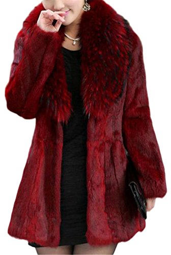 Women's Elegant Solid Outerwear Long Faux Fur Coat US 14-16