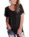 Aokosor Women's Blouse Short Sleeve Casual Tee Shirts Tunic Tops With Pockets Black M