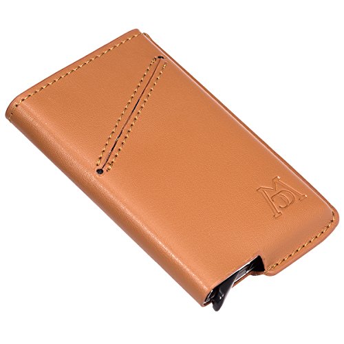 ManChDa RFID Blocking Business Card Holder credit Card Case Leather Wallet - Thumbnail 2