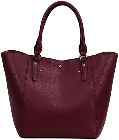 SIFINI Fashion purse Waterproof Handbags ladies Leather Shoulder Bag Tote Bags (dark red)
