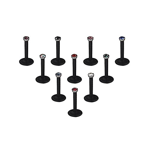 10PCS 16G Clear UV Flexible Acrylic 2mm CZ Gem Labret Monroe Lip Ring/ Tragus/ Helix/ Cartilage Earring Stud Barbell Body Piercing Jewelry