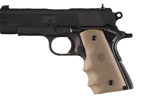 Hogue Officers Model Rubber Grip with Finger Grooves FDE, Flat Dark Earth