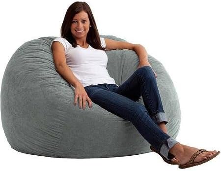 Comfort Research Large 4' Fuf Comfort Suede Bean Bag Chair, Steel Grey