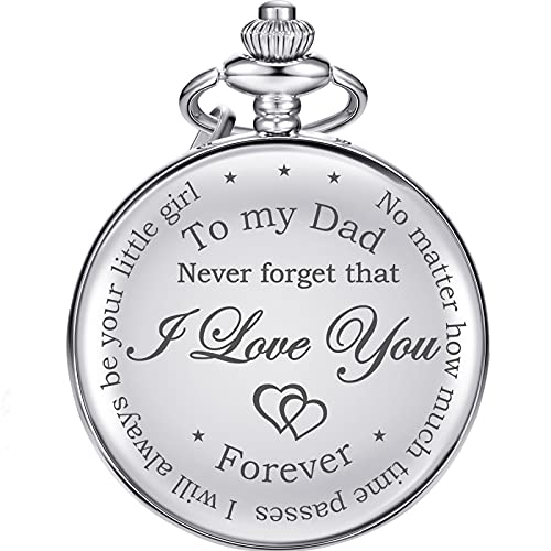 Dad Gift from Daughter to Father Engraved Pocket Watch - No Matter How Much Time Passes, I Will Always Be Your Little Girl