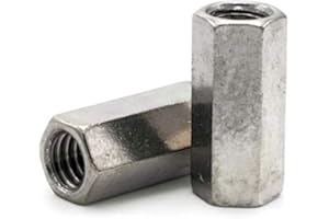 RAW PRODUCTS CORP Coupling Nut 18-8 Stainless Steel - 10/32 Thread x 3/8 Flats x 3/4 Long Qty-25