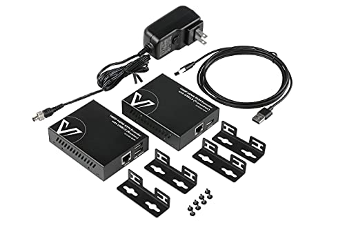 AV Access USB HDMI KVM Extender, 1080P@60Hz over Cat5e/6 up to 80m, 2 USB2.0 Ports for Computer, No Signal Loss or Latency, Driverless Plug & Play with PoE and Adaptive EQ