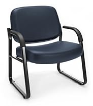 OFM Big and Tall Vinyl Guest / Reception Chair with Arms, Navy