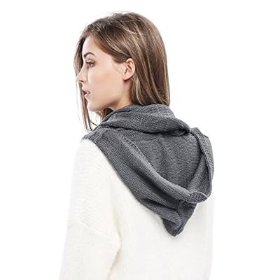 Winter Soft Pullover Knit Infinity Scarf Beanie Hoodie Scarf