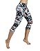 ODODOS by Power Flex Women's Tummy Control Workout Running Printed Capris Yoga Capris Pants With Hidden Pocket ,FineArt, Small