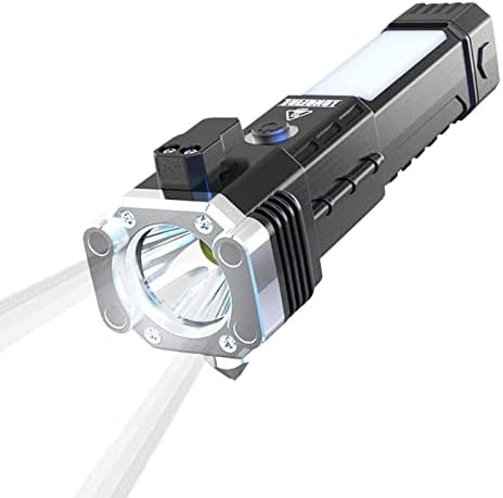 Buy Car Flashlight Rechargeable | Magnetic Multi-Function Car Tools With Flashlight Car Safety Hammer | Magnetic Flash Light With USB Charger for Vehicle Escape, 4 Light Modes Rinme in Saudi Arabia