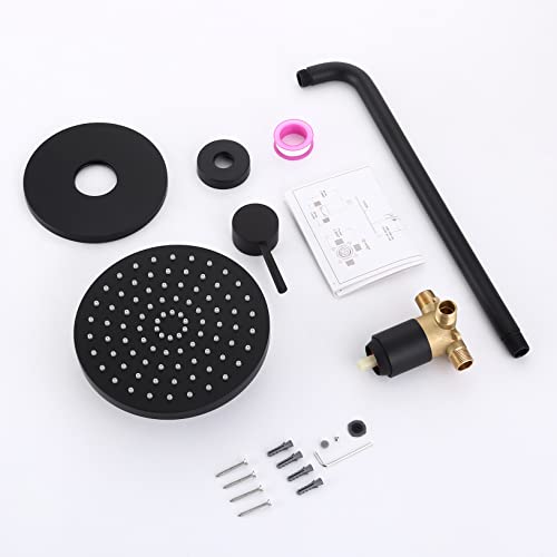 KES Shower Faucets Sets Complete Rain Shower Head Shower Valve and Trim Kit Wall Mount Pressure