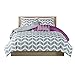 Intelligent Design Cozy Comforter Set Geometric Design Modern All Season Vibrant Color Bedding Set with Matching Sham, Decorative Pillow, Full/Queen, Nadia, Purple 5 Piece