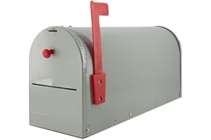 Metal Rural Mailbox with Lock Bracket, Grey, Double Door Entry, Front Mail Slot, Mounting Hardware Included, 19"x8.5"x6", Rur