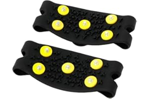 Mikikit 2 Sets Outdoor Snow Spiked Shoe Covers Anti-slip Traction Grippers for Men Women Stretchable