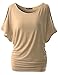 DOUBLJU Womens Short Sleeve Cut Off Shoulder Dolman Tunic Top