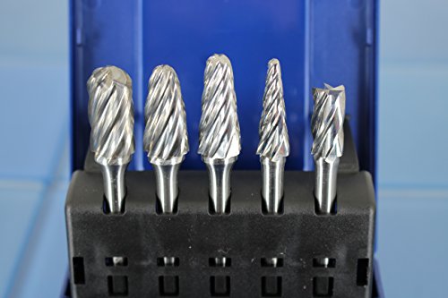 Temo 5 pc nf aluminum cut carbide rotary burr file set,…
