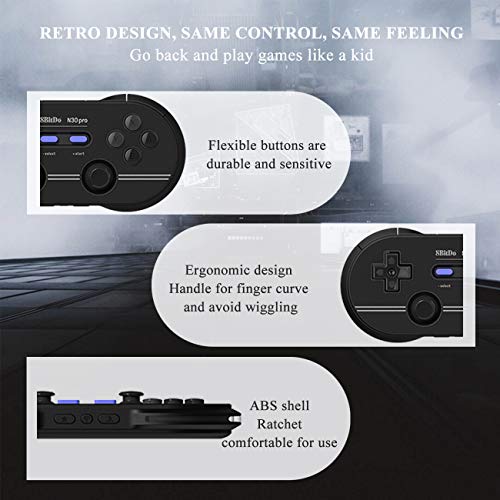 8Bitdo N30 Pro 2 Wireless Game Controller with Joysticks Rumble Vibration USB-C Cable Gamepad for Windows, Mac OS, Android, Steam And More(PP)