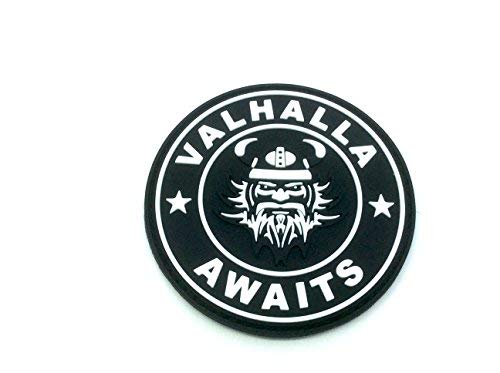 Valhalla Awaits Viking Black PVC Airsoft Paintball Patch