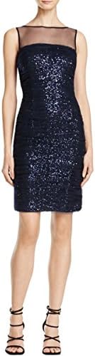 JS Boutique Womens Mesh Sequined Cocktail Dress Navy 6