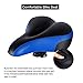 TONBUX Comfortable Bicycle Seat, Bike Seat Replacement with Dual Shock Absorbing Ball Wide Bike Seat Memory Foam Bicycle Seat with Mounting Wrench (Blue)