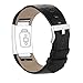 iGK Leather Replacement Bands Compatible for Fitbit Charge 2, Genuine Leather Wristbands Black
