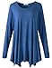 LARACE Womens Long Sleeve Flattering Comfy Tunic Loose Fit Flowy Top (2X, Steel Blue)