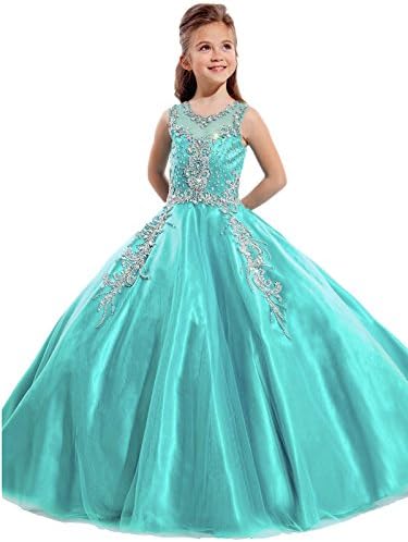 Aisha Girls' Jewel Beading Ball Gown Girls Pageant Dress Christmas