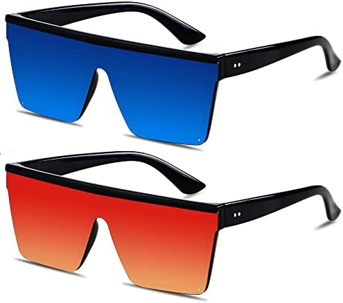 Amazon.com: Flat Top XL Square Oversized Rimless Shield  display picture 2
