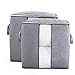 Foldable Storage Bag Organizers, Waterproof Anti-Mold Moisture Proof Clothes Storage Container Zipper Bag with Clear Window Carry Handles for Blanket Comforter Bedding, Closet Storage Boxes (2 Packs)