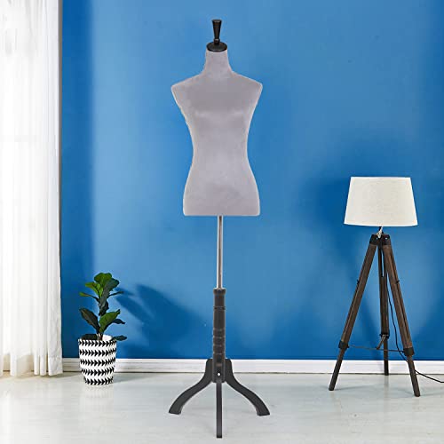 PayLessHere Adjustable Female Mannequin Torso - Height 59-67 Inches, Tripod Stand, Black Fabric Cover