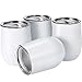 Skylety 4 Pack 12 Oz Unbreakable Triple-Insulated Stemless Wine Tumbler, Stainless Steel Wine Glass Cup with Lids, Drink-ware Glasses for Wine, Coffee, Champagne, Cocktails and Beer (White-2)
