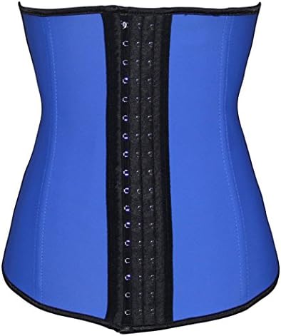 FQHOME Womens 4 Steel Bone Trilayer Rubber Waist Cinche(Blue,XS)