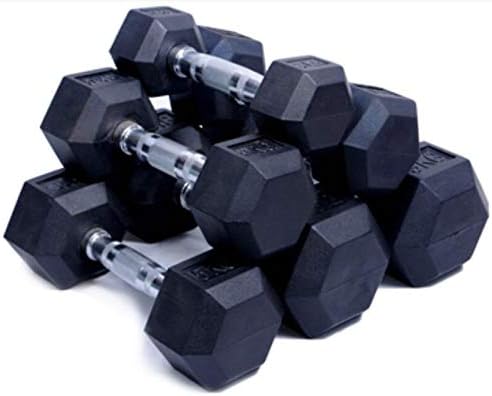 Victosoaring 2PCS Advanced Hexagonal Rubber Dumbbells 10 kg Home Fitness Training Abdominal Muscles Chest Muscles arm Special Dumbbells
