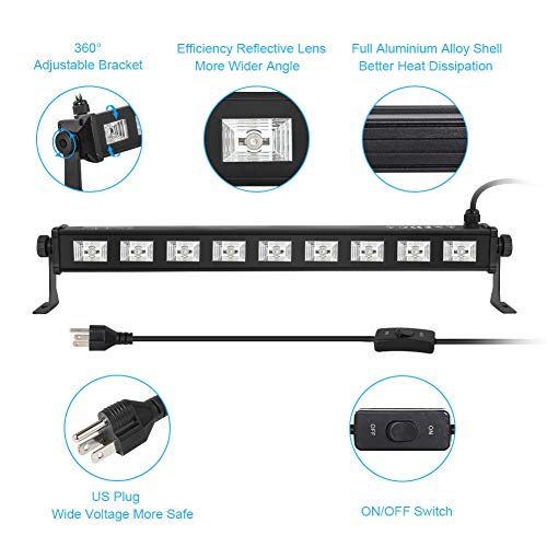 LED Wash Lights, OPPSK Stage Lights Bar with Amber 9LEDs x 3Watts ON/OFF Switch Control fit for 20x20ft Wedding Birthday Party Church Lighting, Aluminium Alloy Casing